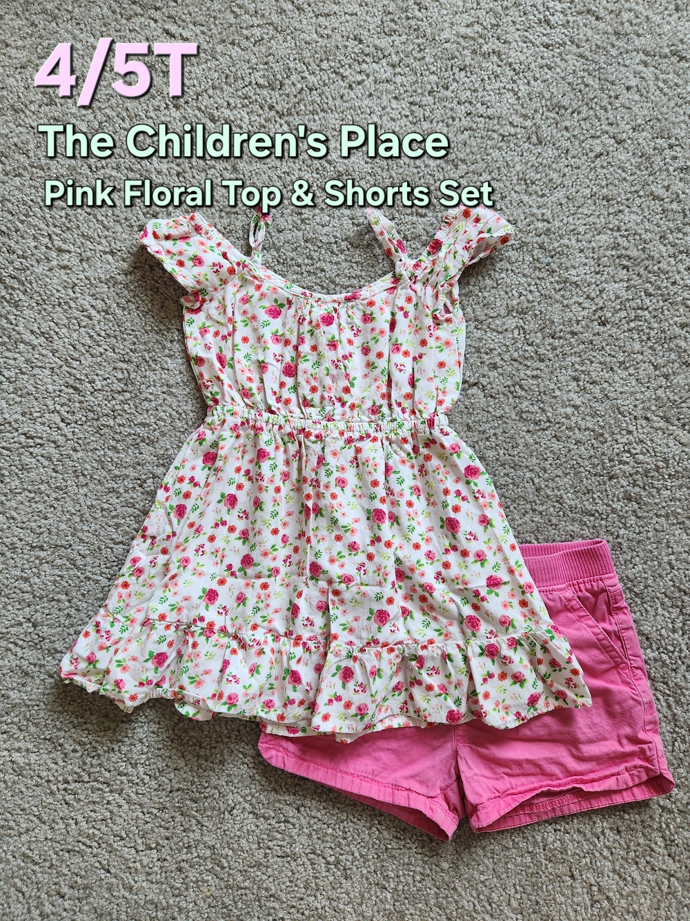 The Children's Place Pink Floral Top & Pink Shorts Set - Girls 4/5T
